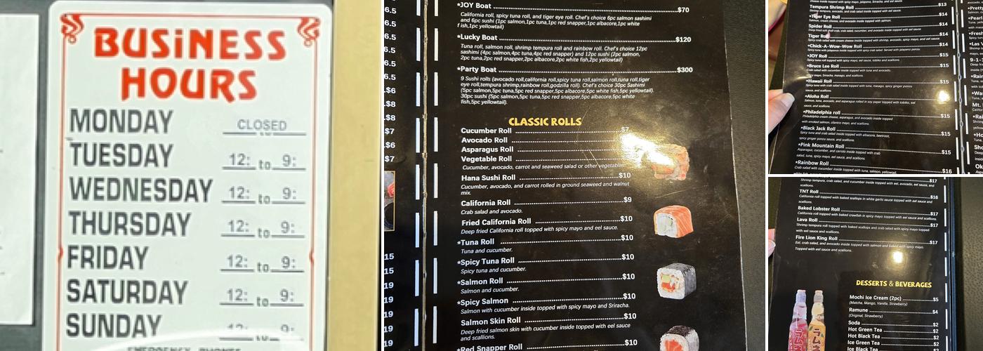 Joy Sushi Menu