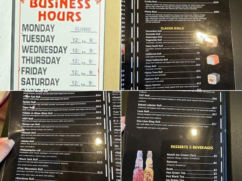 Joy Sushi Menu