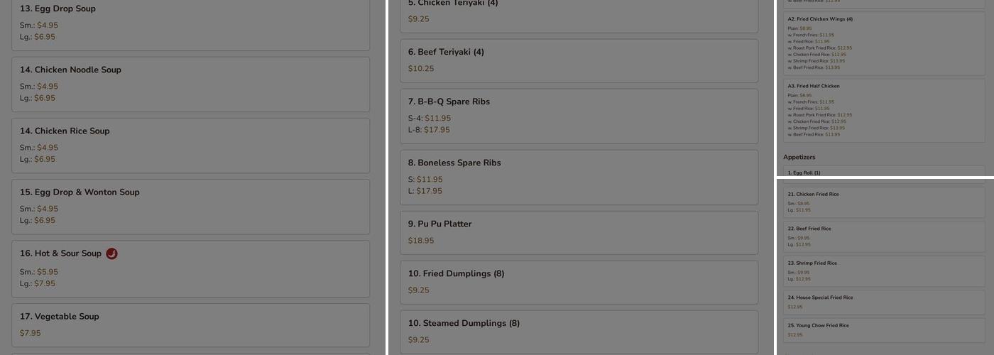 China Garden Chinese Restaurant Menu