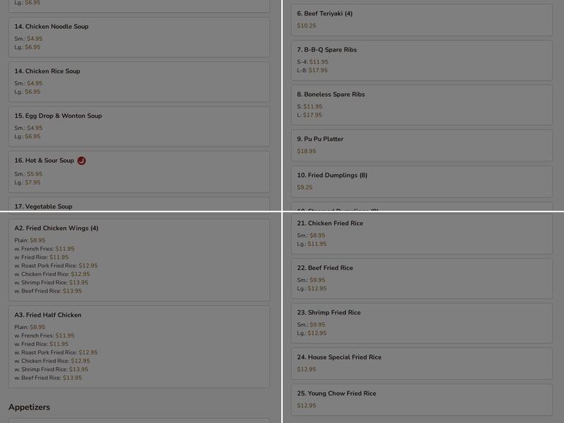 China Garden Chinese Restaurant Menu