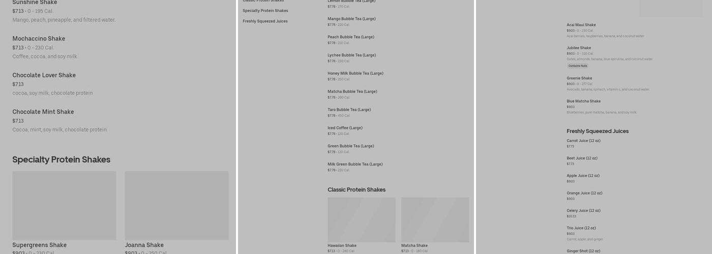 Rainbow Tree Cafe Menu