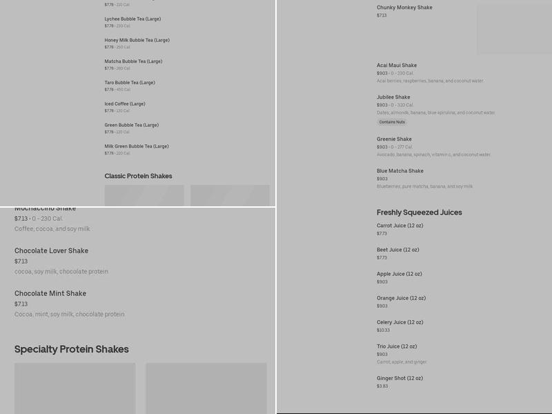 Rainbow Tree Cafe Menu