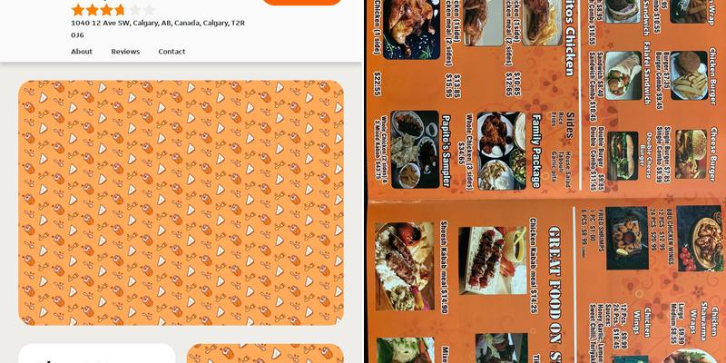 Papitos Chicken Menu