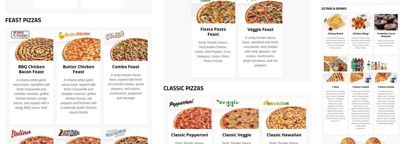 Freshslice Pizza Menu