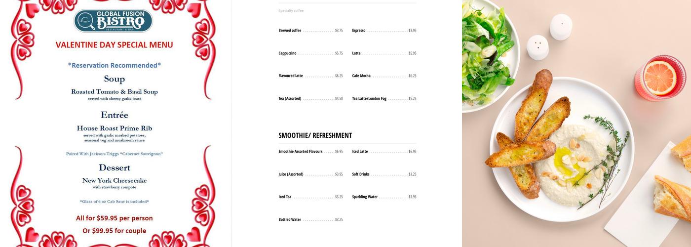 Global Fusion Bistro Menu