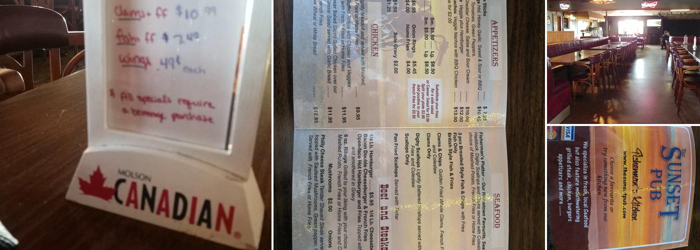 Sunset Pub Menu