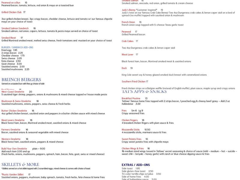 Tatlows Broiler Bar Menu