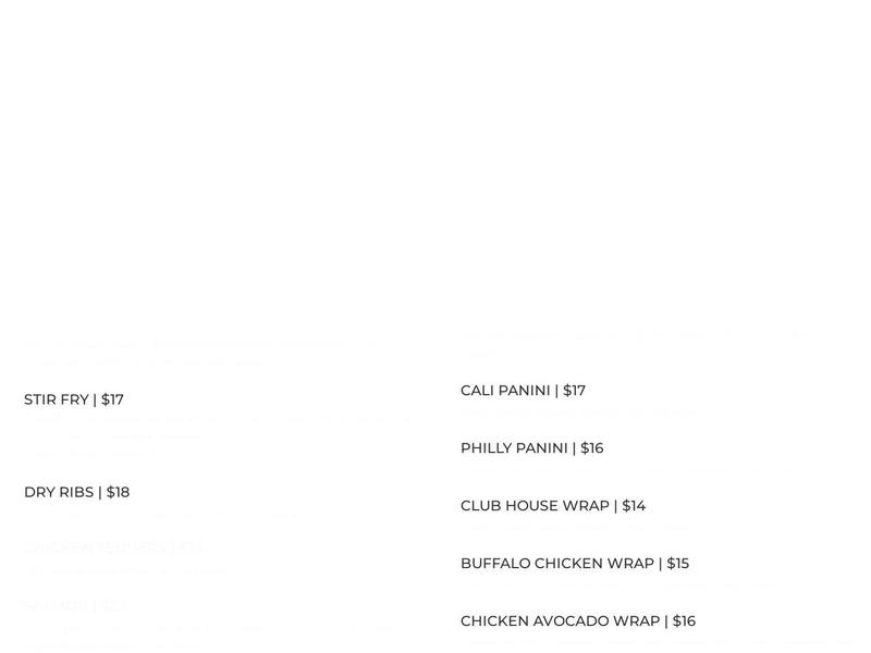 The Black Grasshopper Pub & Eatery Menu