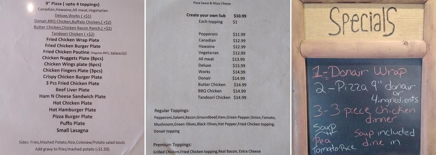 Pizza Menu