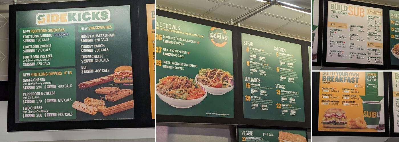 Subway Menu