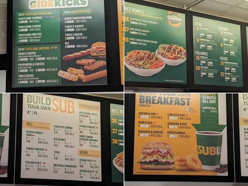 Subway Menu
