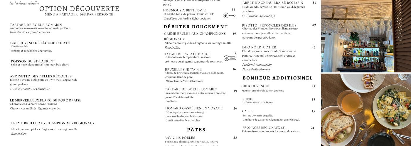 Auberge La Marmite Cafe Bistro Menu