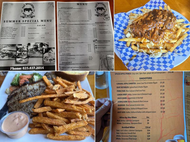 Fat Unicorn Brewery Menu