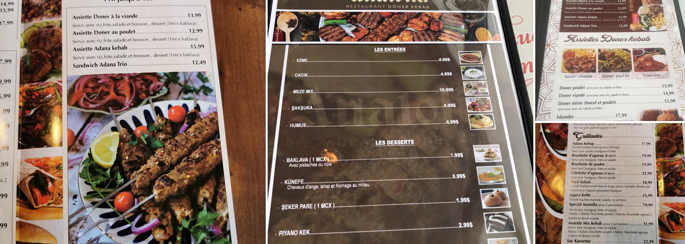 Anatolia Restaurant Menu
