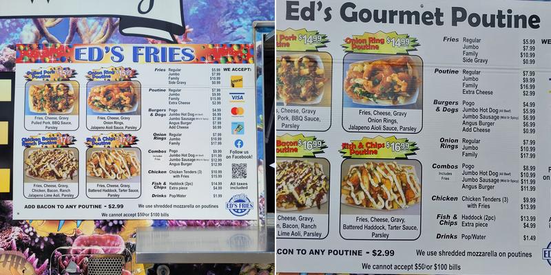 Ed's Poutine Menu