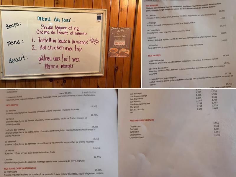 Restaurant Le Prestige Menu