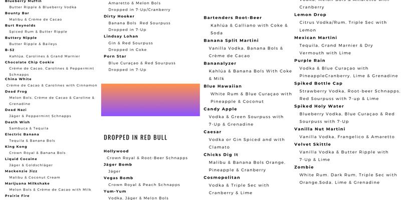 Mackenzie Sports Bar Menu