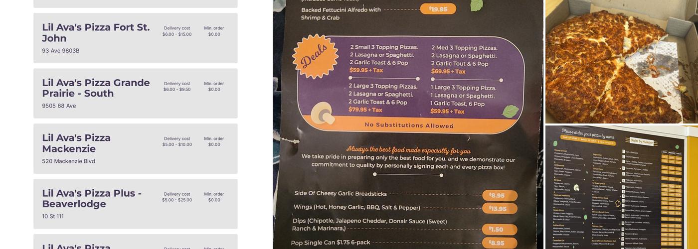 Lil Ava's Pizza & Pasta Menu