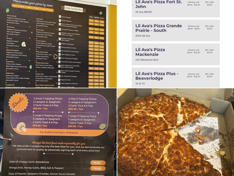 Lil Ava's Pizza & Pasta Menu