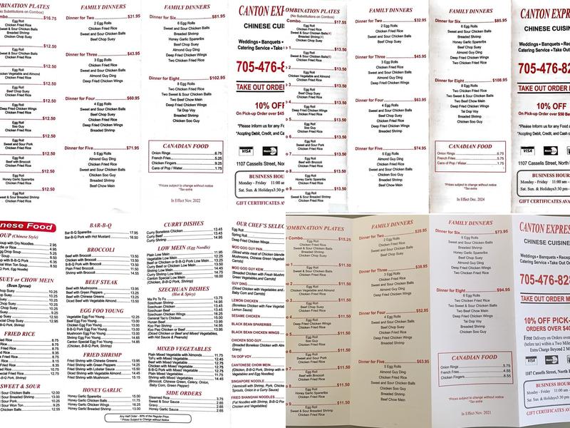 Canton Express Menu