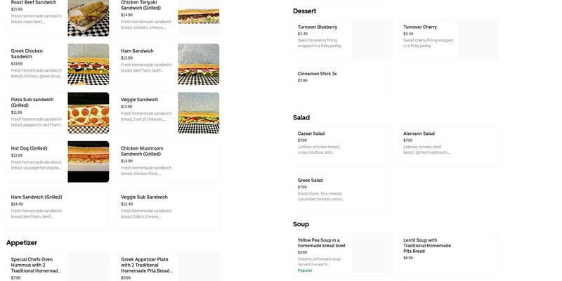 Chefs Oven BC Bakery Ltd. Menu