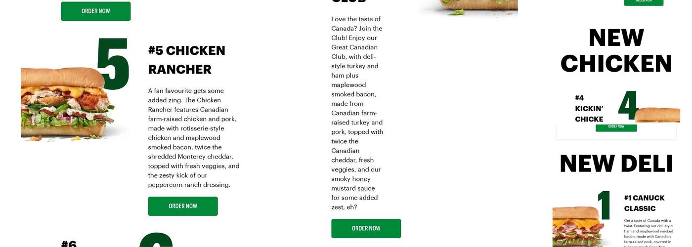 Subway Menu