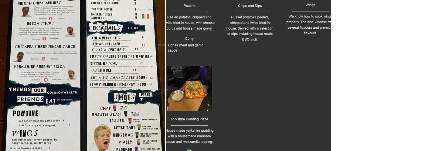 Britbar Menu