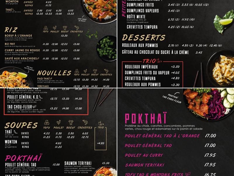 Thaïzone Menu