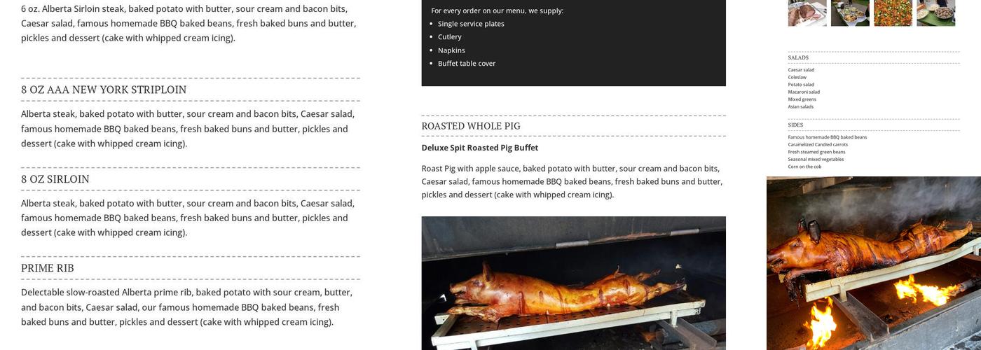 All Seasons Pig Roast & Catering Menu