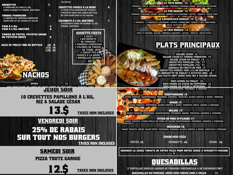 Pub Amigo Menu