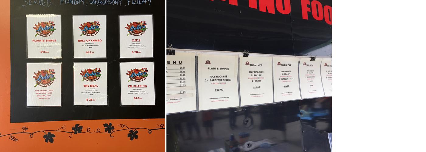 Lola's Filipino Bistro Menu
