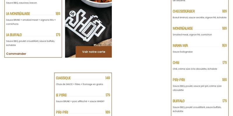 LA SHOP À POUTINE Menu