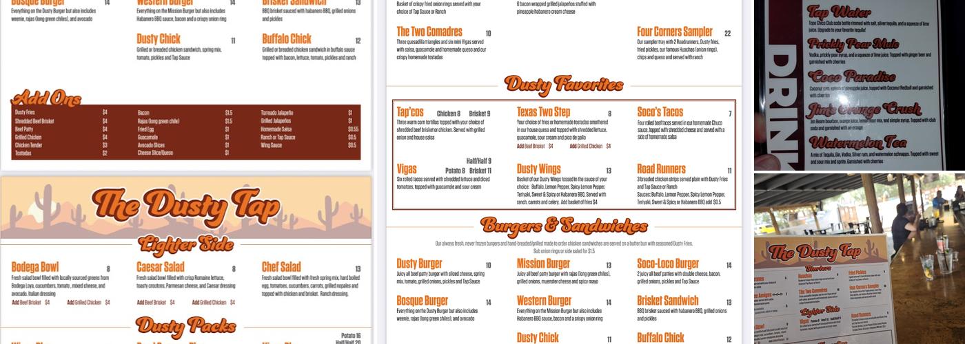 The Dusty Tap Menu