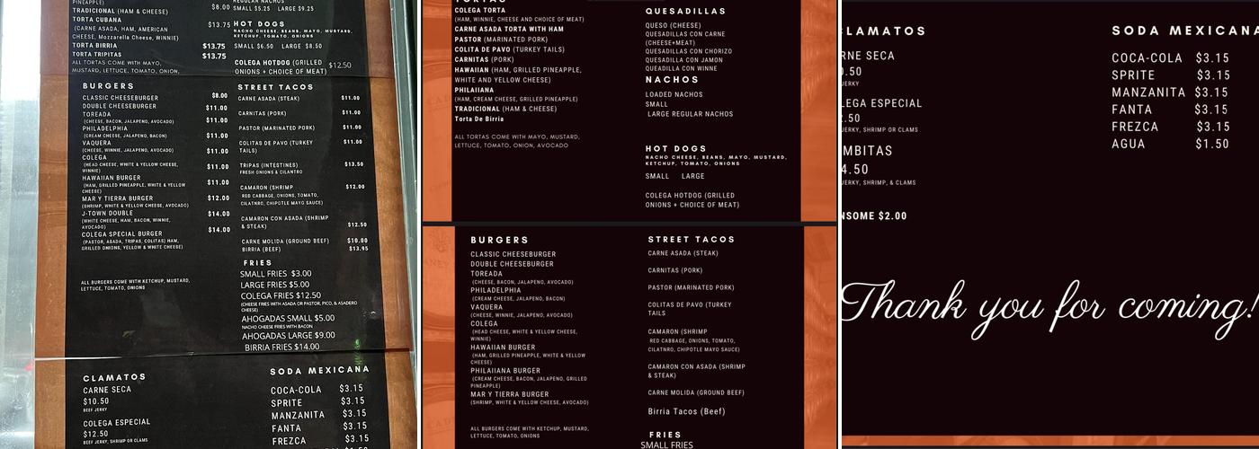 El Colega Menu
