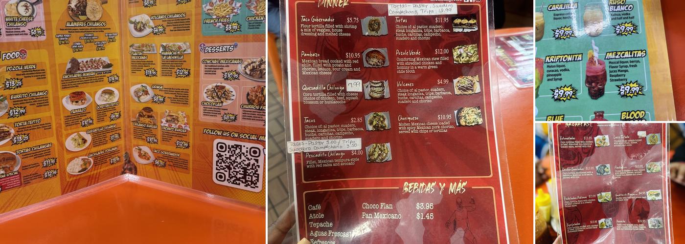 El Chilango. Menu