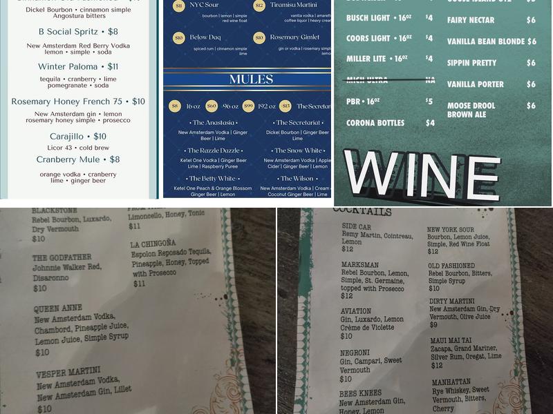 Blackstone Social Menu