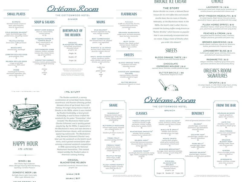 The Orleans Room Menu