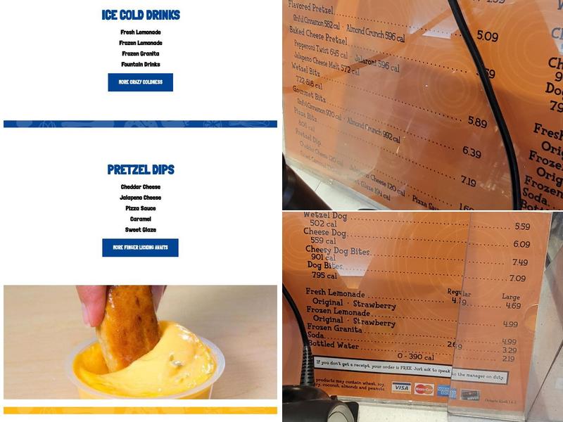 Wetzel's Pretzels Menu