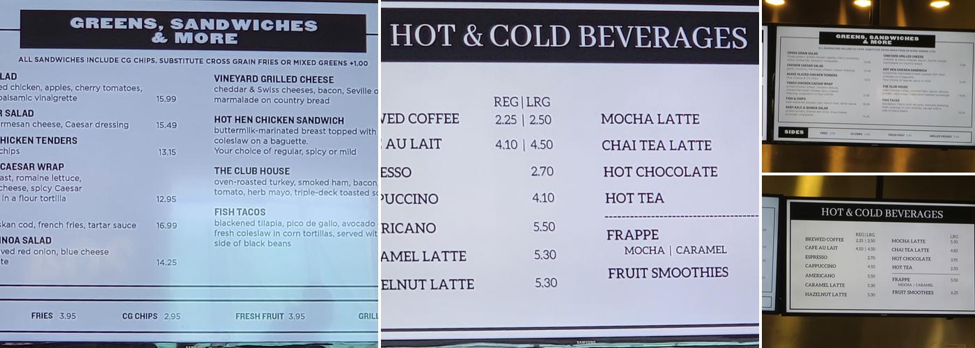 Harvest & Grounds Menu