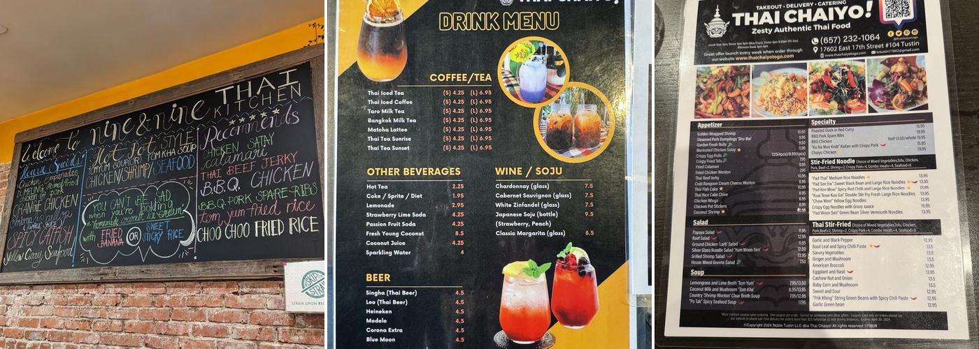 Nine & Nine Thai Kitchen Menu