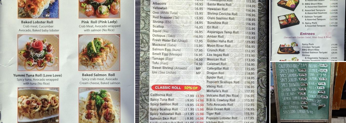HaHa Sushi Menu