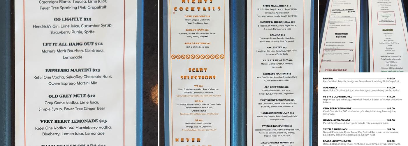 Swizzle Lounge Menu