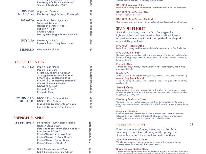 Calypso’s Pool Bar & Grille Menu