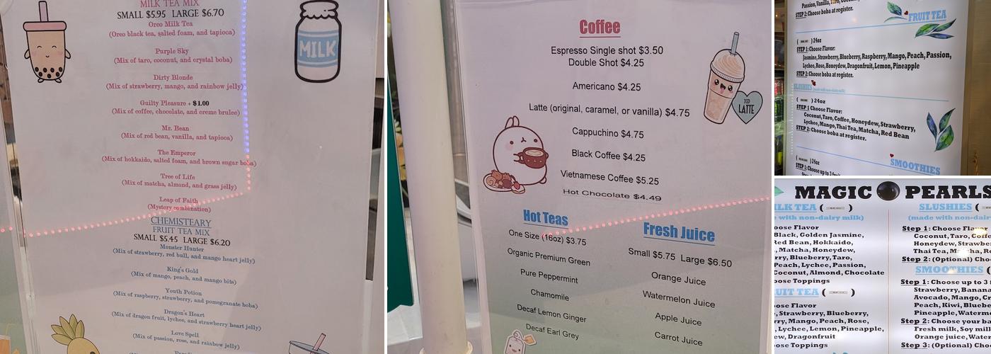 Magic Pearls Menu