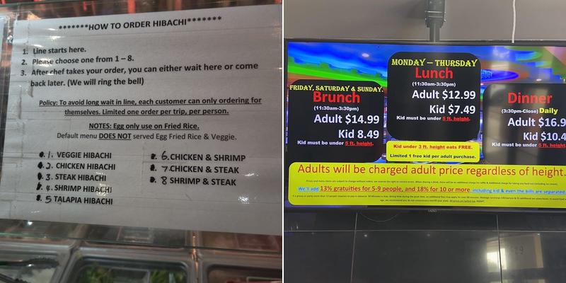 Hibachi Menu