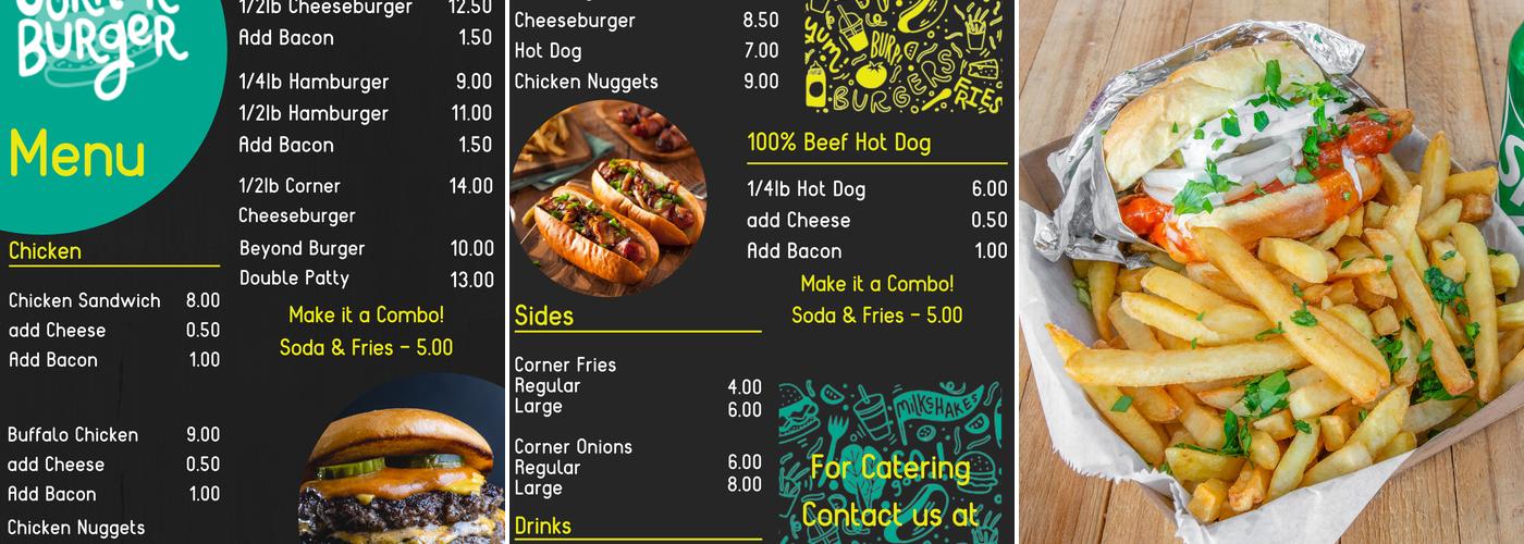 Corner Burger Menu