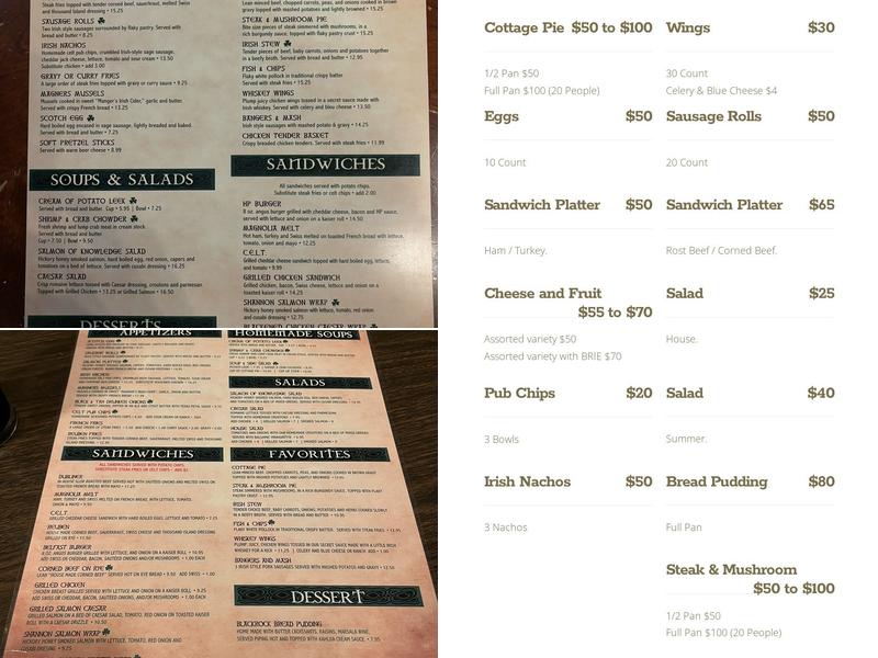 The Soccer Republic at Harp & Celt Menu