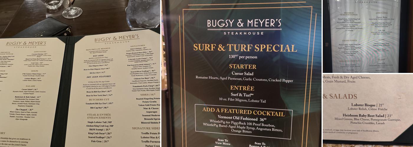 Bugsy & Meyer's Steakhouse Menu