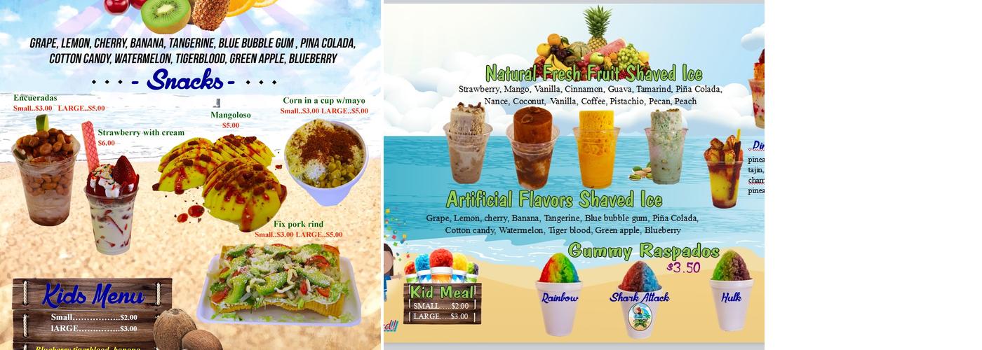 Jeronimos Shaved Ice Menu