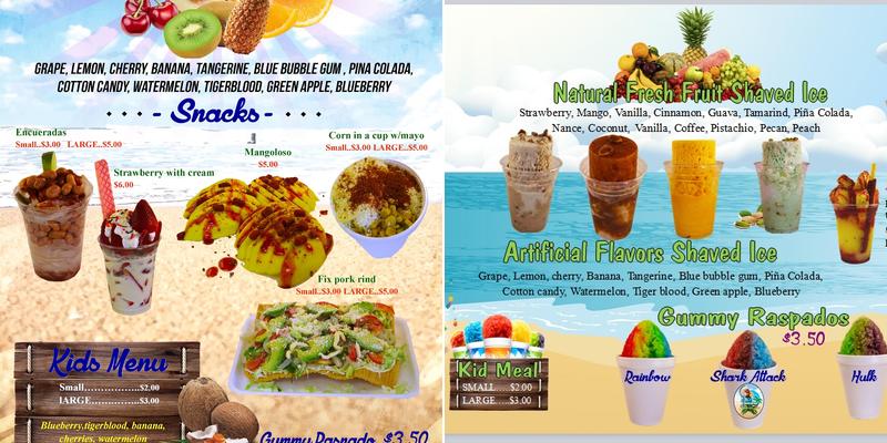 Jeronimos Shaved Ice Menu